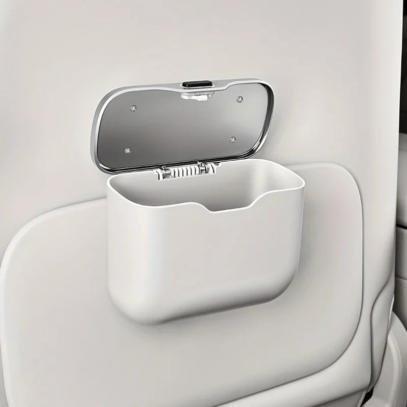 Multifunctional Car Trash Can with Lid Button